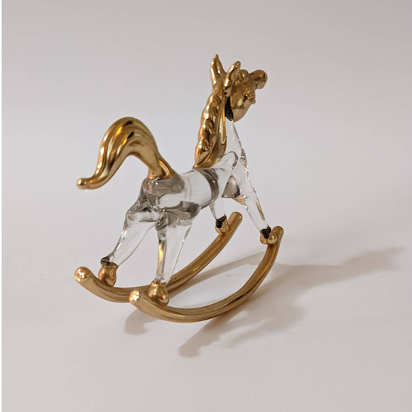 Vintage Crystal & Gold Rocking Horse Small Figurine - Picture 5 of 10